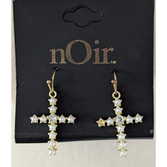 nOir Cross Earrings Cubic Zirconia - Picture 1 of 6